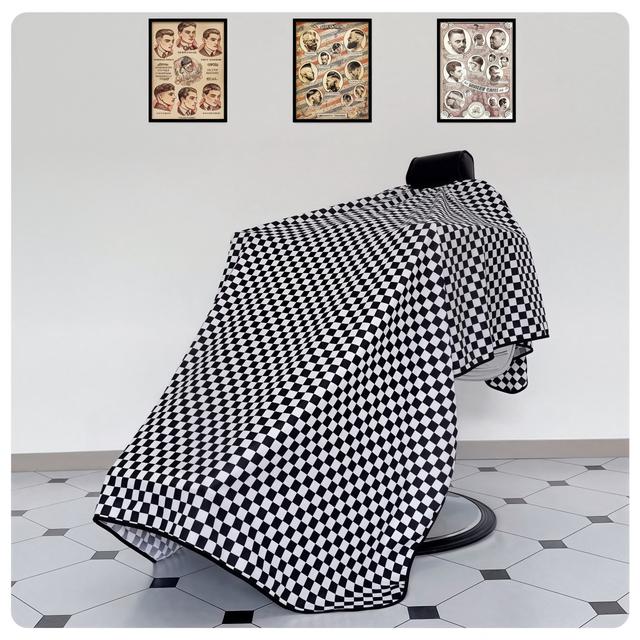 TEMU 바버샵 어덜트 레드 & 화이트 체크무늬 플러시 레트로 이발사 앞치마 - 대형 사이즈 전문가용 미용실 및 가정용, 내구성 있는 그루밍 천