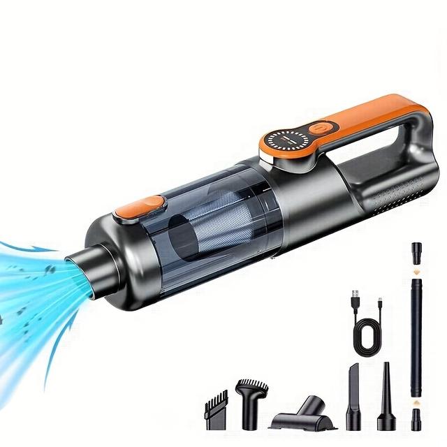 TEMU Compact Wireless Handheld Vacuum Cleaner - Strong Suction With Ergonomic Grip, 16000pa, High- Remover And Air Blower, Suitable For Vehicle, Home, And Pet Cleaning