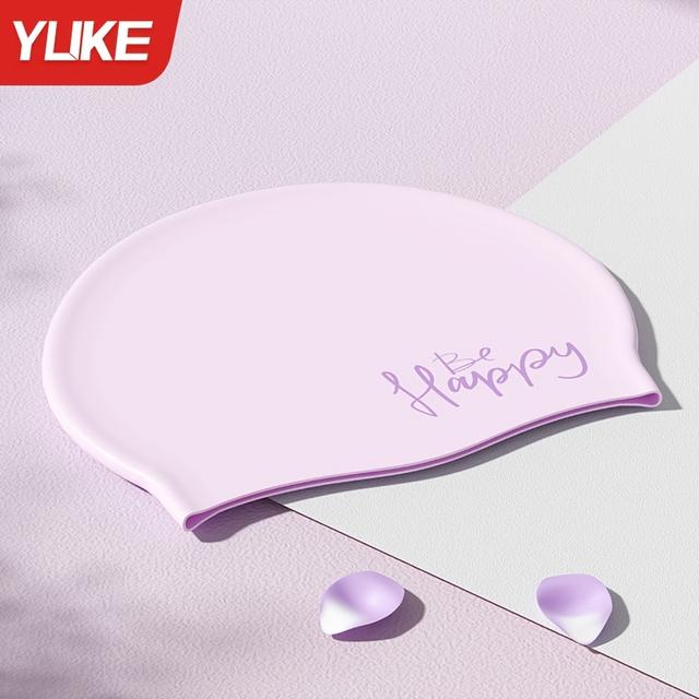 TEMU Gorro de natación profesional para adultos, de silicona impermeable, anti-cloro, sin estricción, para cabello largo, con orejeras cómodas y ampliadas