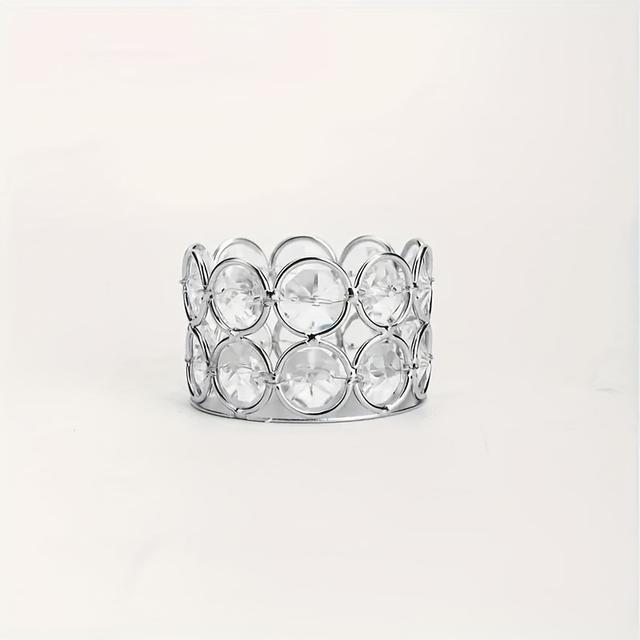 TEMU Golden And Silvery Crystal Tea Candle Holder, Used For Gathering Center Decoration, Table Center Decorations, Modern Light Luxury Candlestick Ornaments For Festivals, Good