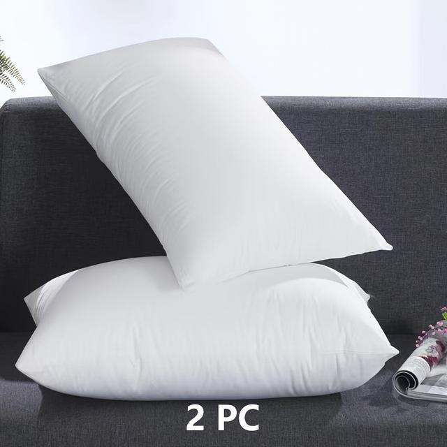 TEMU Juego de 2 cojines para cama - Almohadas blancas lisas con fundas, almohadas cómodas y para el hogar, el dormitorio o
