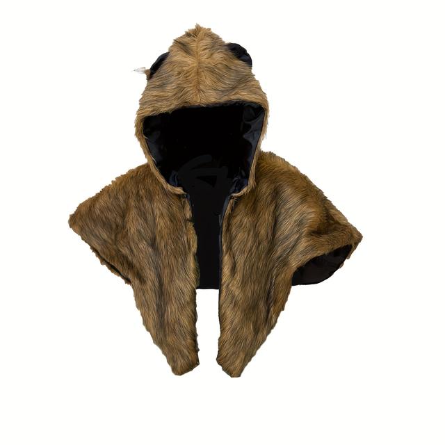 TEMU Capa de con Capucha de Piel Sintética y Cuello para Mujer, Bufanda Calentadora de Cuello de Peluche para Fiesta LARP GoT Halloween