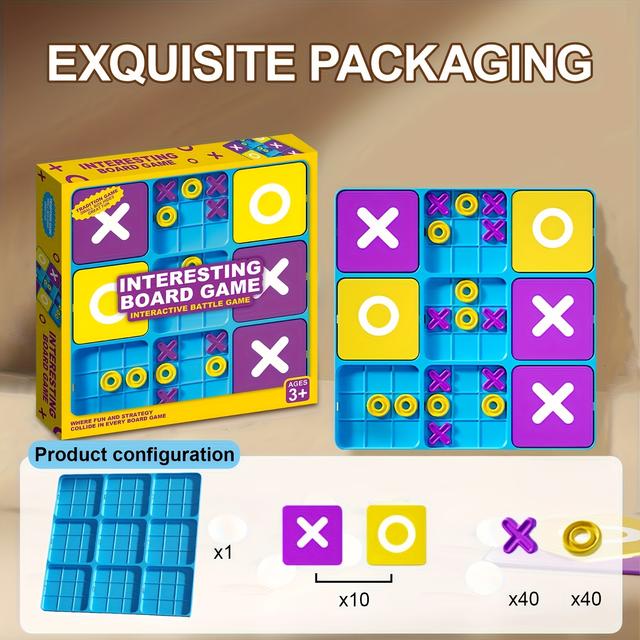 TEMU Ulepszona Gra w Kółko i Krzyżyk – Strategiczna Gra Planszowa dla Chłopców, Dziewczynek i Rodzin | Gra Strategiczna Xs vs O' na Imprezy, Podróże, Urodziny i Prezenty Świąteczne