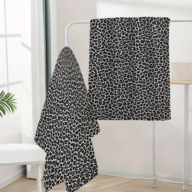 TEMU 2 Toalhas de Microfibra com Estampa Leopardo - Secagem Rápida para Banho e Viagens, Dormitório, Presentes Modernos de de Graças, Decoração Nórdica, Design Elegante, Macia, Ideais para Festas