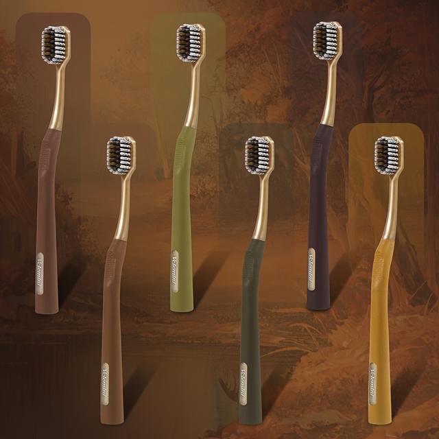 TEMU Набір із 6 штук у 1 коробці, зубна щітка Light Luxury у формі гори з м’якою щетиною, зубна щітка для пари з широкою головкою та спіральною щетиною, упаковка в подарункову коробку -
