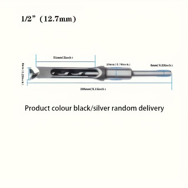 TEMU Zestaw wierteł do otworów kwadratowych ze stali, trzpień okrągły 12,7 mm, wysoka gładkość powierzchni, zestaw mini wiertli, samocentrujące, odpowiednie do obróbki drewna i metalu