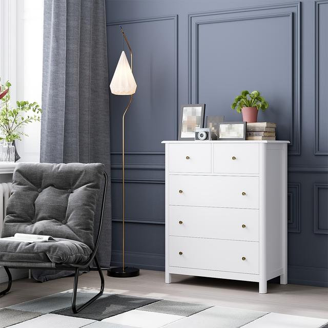 TEMU Kealive Tocador , Mueble con 5 Cajones y Redondeadas, Cómoda para , Dormitorio o Pasillo, , 40x74x94cm