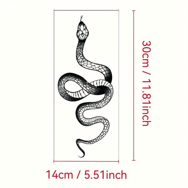 TEMU Vízálló Ideiglenes Tetoválások Férfiaknak és Nőknek, Sötét Témájú Kígyó Mintával a Bokára és a Kéz Hátuljára