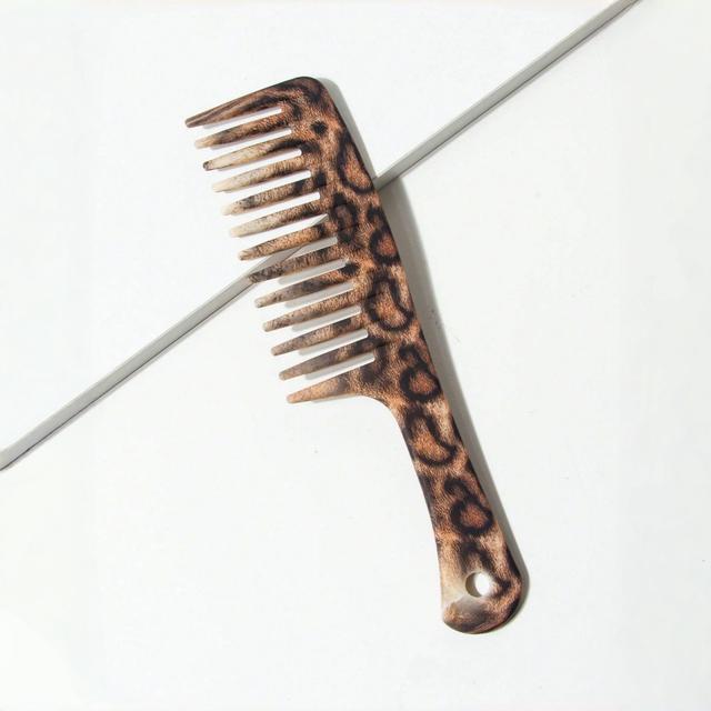 TEMU 1pc Chic Leopard Print Wide Tooth Comb - Easy-to-clean, Abs Plastic, - Ideal For Travel & Home Use, Perfect Gift For