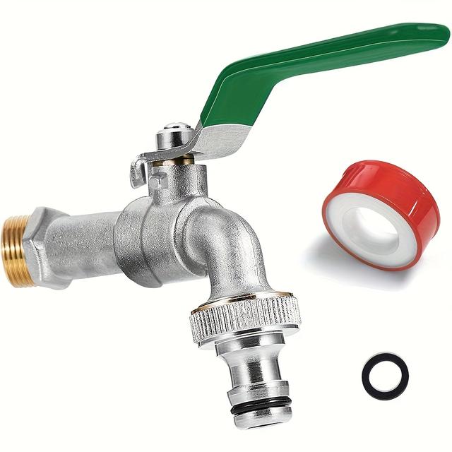 TEMU Premium Messinghahn 1/2-3/4 Zoll, rost- frostfest, inkl. Schlauchanschluss E-Book (Englische Sprache kann nicht garantiert werden), für Garten, Waschmaschine, Regenfass