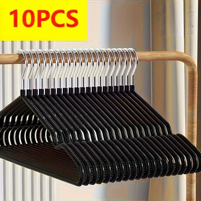 TEMU 10pcs Heavy-duty Metal Hangers With Shoulder Notches, Non-slip Closet & Wardrobe Organizers For Neat And Secure Storage