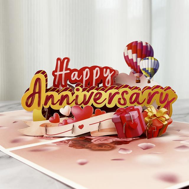 TEMU 1pc Pop-up Greeting Card With Envelope, Rose , Happy Anniversary, Suitable For Anniversaries, Perfect For To Him/her/girlfriend/boyfriend/husband/wife/, Etc