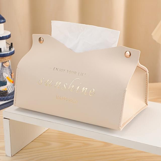 TEMU A Stylish And Minimalist Leather Tissue Box With , Suitable For Home Use In Living Rooms, Hotels, Bedrooms, Or For Storing Small Items.