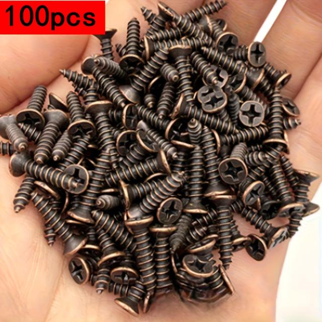 TEMU Pack Of 100 Vintage Self-tapping Screws - 3mm Cross Slot Countersunk