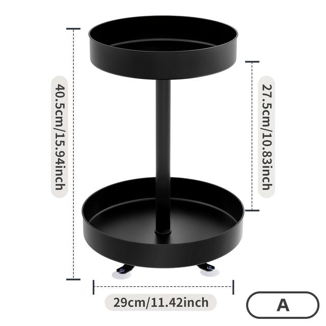TEMU 1pc 2-tier Rotatable Bathroom Organizer Rack, Cast Iron Freestanding Cosmetic Storage, Bracket Shelf For Skincare And Toiletry, Practical Bathroom Shelf With Fixed Suction Cup, For Winter Storage