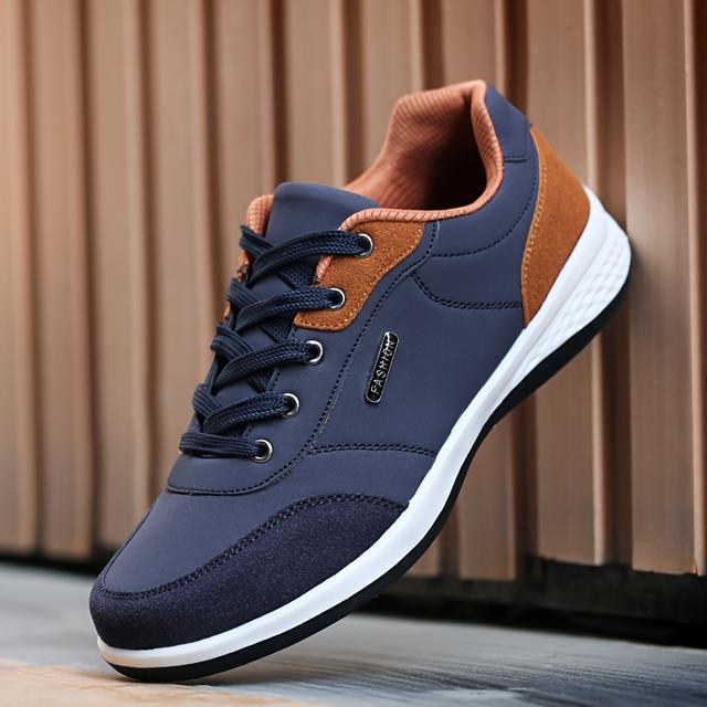 TEMU Unisex Casual Sneakers, Breathable Low-top Lace-up Sneakers, Solid Color Running Shoes, Featuring An Md Sole