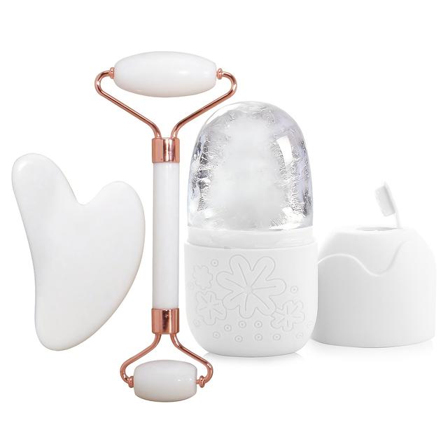 TEMU Set Of 3 Facial Skincare Ice Rollers, Including Massage Tools And A Scraping Board Designed For Facial And Eye , Suitable For Use On , Neck, And Face, Along With Ice Roller Molds For Skincare