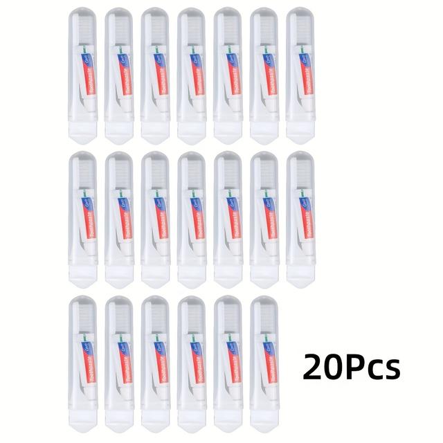 TEMU Set Of 20 Foldable Toothbrushes Featuring Soft Bristles - Travel-friendly Toothbrushes That Come With Toothpaste, Designed For Compact Folding, Suitable For Adults, Camping, Hotels
