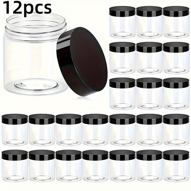 TEMU 12-pack 4oz Plastic Jars With Lids, Refillable Containers For Lotions, Creams, Salves, Body , Cosmetics, Beads, Samples, Travel Storage - Alcohol-free, Twist