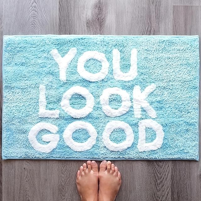 TEMU "you " Mat - Soft Microfiber Non-slip Bathroom Rug, Machine Washable 16x24 Inch Home Decor, Christmas Halloween Thanksgiving Gift For Her, Bathroom Decorations, Text Design