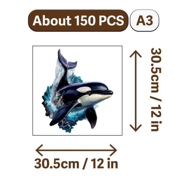 TEMU Thiy Whale Wooden Jigsaw Puzzle - & Scratch-resistant Wood () - Marine-themed In Water With - Challenging Puzzle For Age 3+ Years - Christmas/ Gift For &