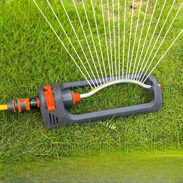 TEMU 1pc 19-hole Wide Range Automatic Swing Sprinkler, Lawn Maintenance Watering System With Rotating Nozzle