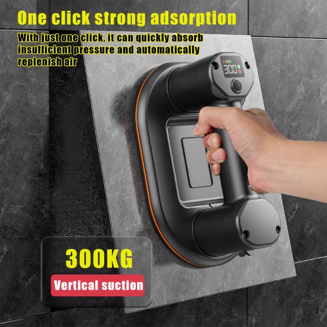 TEMU -Motor Elektrischer Saugnapf, Intelligente LCD-Anzeige für Sog und Batteriestand, 300 kg/660 lbs Ultra-Große Traglast Hochleistungs-Glasziegelkrane
