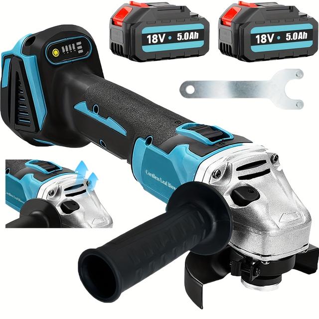 TEMU -operated Angle Grinder Featuring 2 5000mah Batteries, A 125mm Grinding Tool, Equipped With A Side Handle And Discs, And Adjustable Speed Settings (includes Batteries).