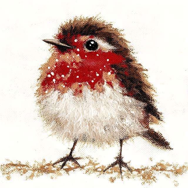 TEMU Zuoanlf 1 Set Stitch Adult Set 40x40cm/15.7x15.7in, Holiday Gift, Simple Decoration For Home Decoration, Red Bellied Bird, 11ct/14ct White Fabric Embroidery Craft, Needle Point Set