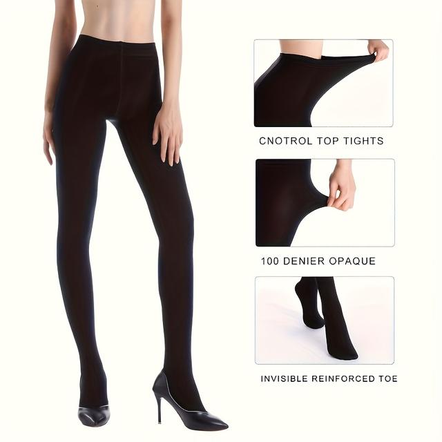 TEMU (2 Packs) 100d Winter -lined Tights For Women, Cold-resistant, Warm, Slim-fitting