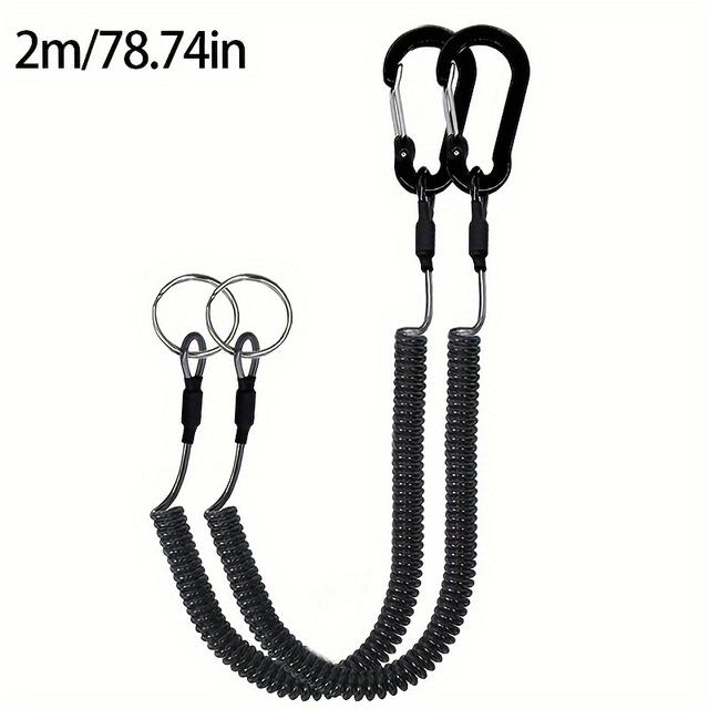 TEMU 2pcs Spiral Fishing Lanyard(47.24"— 78.74"), Heavy Duty Retractable Coiled Cord Lanyard, Elastic Rope Strap Leash For Fishing, Boating, Kayak Paddle Leash, Rods, Pliers, Paddles, Fishing Tools