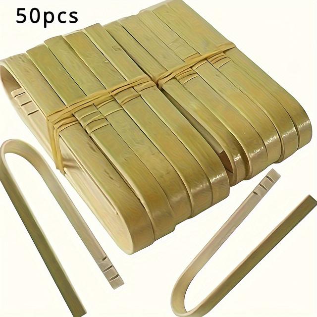 TEMU 50pcs Wooden Tongs Disposable Cooking Utensils Mini Bamboo Tongs Toast Tongs For Cooking Baking, Bbq Tools, For Milk Tea Coffee Shop, Bbq Cookware, Food Clips, Kitchen Utensils