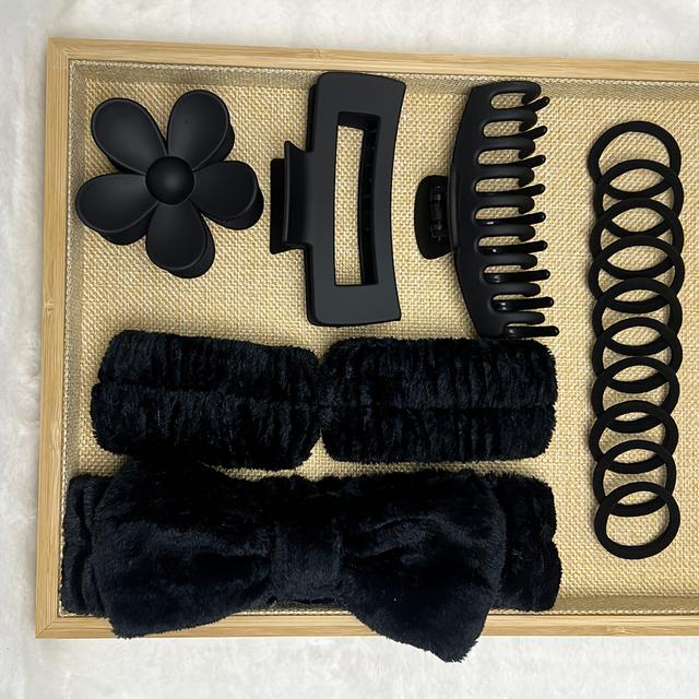 TEMU 16pcs Coral Fleece Headband Set Bow Washing + Wristband + Flower Hair Clip Women's Skin Care Makeup Headdress Combination In 4 Beauty And Personal Care