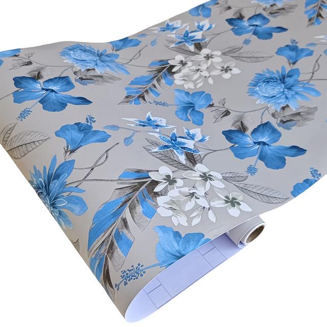 TEMU A Single Roll Of Self-stick Wallpaper Featuring Garden Flowers, Removable, Easy To , Waterproof, Durable, Suitable For Home Wall Decor And Wardrobe Embellishment