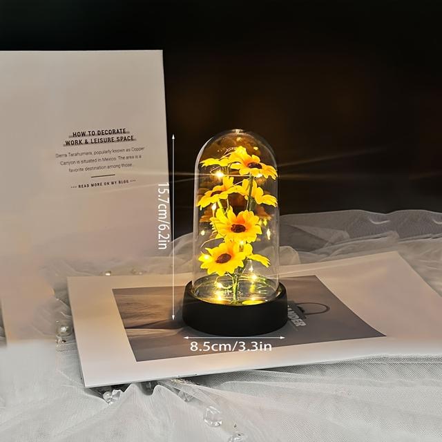 TEMU Mother's Day Graduation Season Gift Small Sunflower Plastic Cover Send Wife Send Mother Valentine's Day Eternal Flower Gift Birthday Anniversary Gift