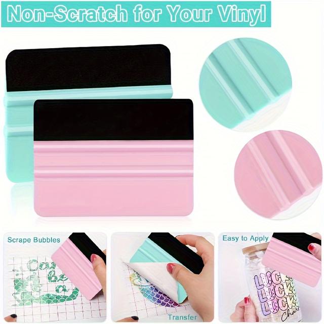 TEMU 2pcs Vinyl Crafting Squeegee Set - Purple And Teal Vinyl Tools For Smooth Application And Easy Scraping