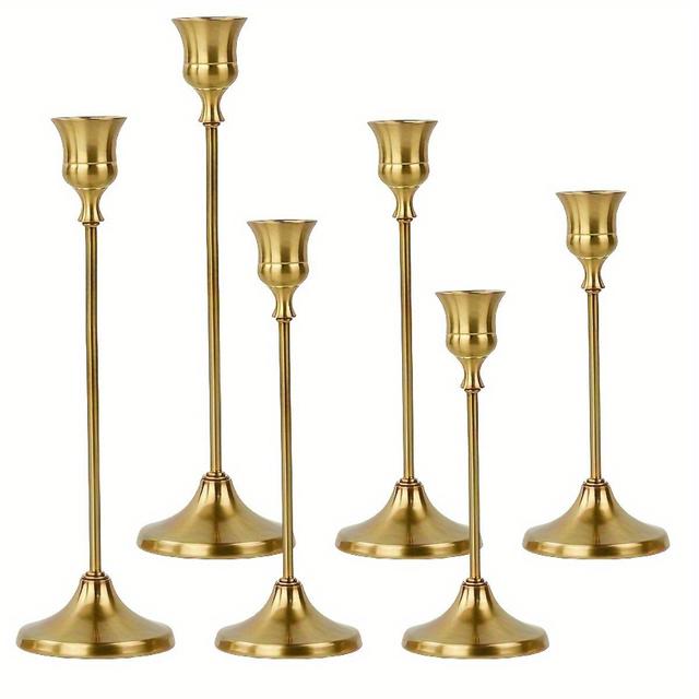 TEMU A Set Of 3 Conical Candle Holders In A Color, Vintage Table Centerpieces For Weddings And Christmas Holidays.