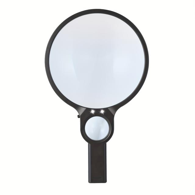 TEMU Led Reading Lamp Portable And Lightweight, Offers Reliable Lighting For Reading, Studying, With Dual Lens 5x & 10x Magnifier For Detail, Battery Powered With 2 Aaa Carbon Batteries