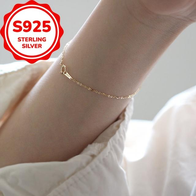 TEMU Minimalistyczna Bransoletka dla Kobiet z 925 Srebra – Prosta, Uniwersalna i Elegancka Łańcuszkowa Biżuteria na Każdą Okazję