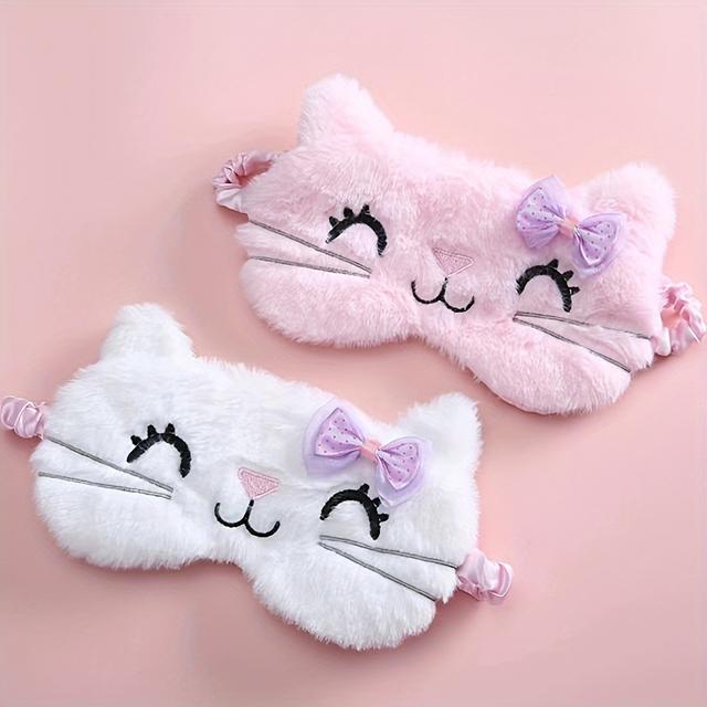 TEMU Máscara De Para Dormir Con Dibujos Animados Lindos, Máscara De Para Dormir, Adorable Máscara De De Gato De Peluche, Máscara De Para Viajar Y Tomar Una Siesta