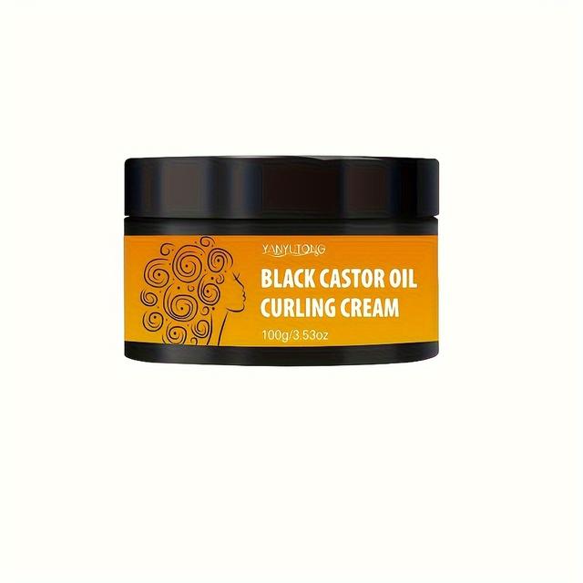 TEMU 100g Black Castor Curly Hair Shaping Cream With Avocado, Coconut, Rosemary Moisturizing Curly Elastic Styling Conditioner Cream - Suitable For All Hair Types, For Dry And Frizzy Hair Types