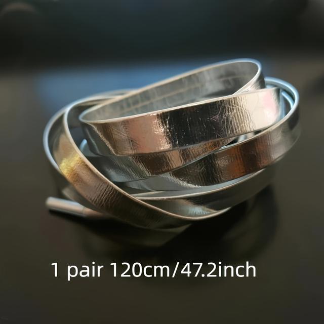 TEMU 1pair Stylish Flat Pu Leather Shoelaces For Sneakers Skate Shoes, Shoe Additions