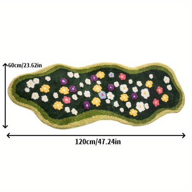 TEMU 1pc, 3d Floral Moss Bath Mat, Absorbent Rug, Carpet For Room, Bedroom, Balcony, Machine Washable, Rectangular, 1600g/m², 2.5cm Thick, Polyester Fiber, Non-woven Backing, Fluffy Decor Decoration