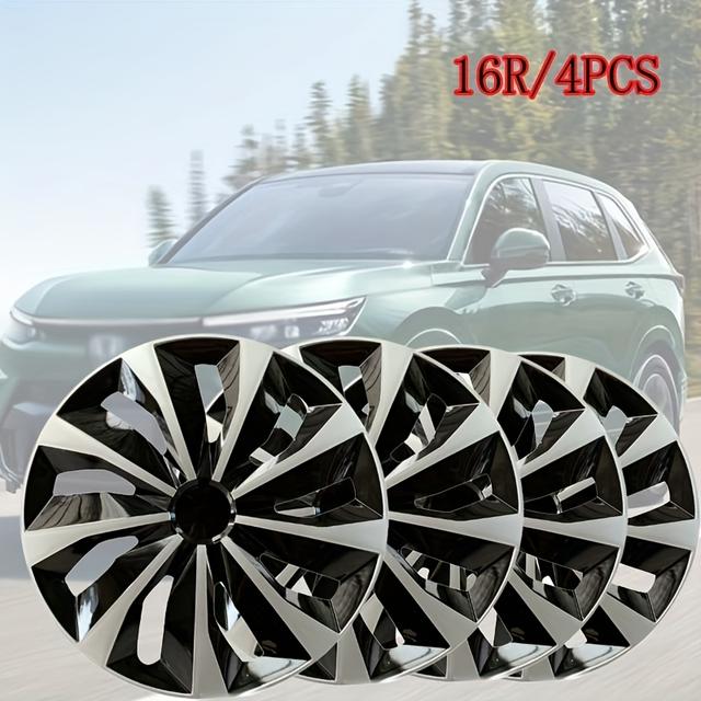 TEMU 4-teiliges Set 16-Zoll Stahlradnabenabdeckungen, Kunststoffmaterial mit Schnellverschluss für Reifendekoration und Styling