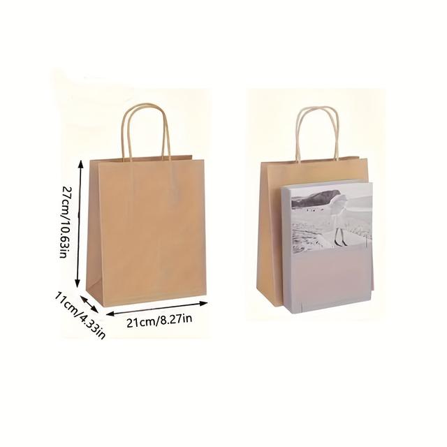 TEMU 100 Stück Verdickte Handtaschen aus Kraftpapier, Geschenktaschen, Einkaufstaschen, Geeignet für Geburtstag, Hochzeit, Party DIY Geschenk Punching