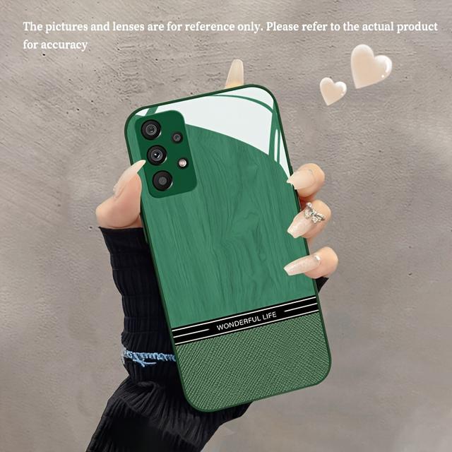 TEMU غطاء هاتف: غطاء هاتف إبداعي أخضر فاخر بنقشة مشذبة لهواتف جالاكسي A01/03/04/10/12/13/14/20/21/22/23/24/25/30/31/32/33/34/42/50/51/52/53/54/70/71/72/73 أخضر داكن مطلي بالزجاج المعدني مستقيم شامل
