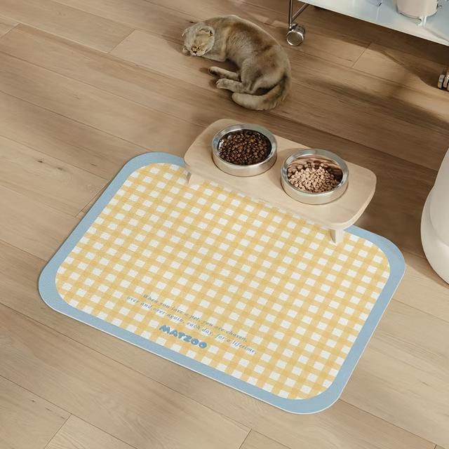 TEMU Cute Pet Feeding Mat - , Absorbent, Easy To Clean For Dogs And Cats Washable Food Bowl Mats. Nordic Style Pets' Meal & Water Dispenser Suitable Indoor Use Durable Accessories