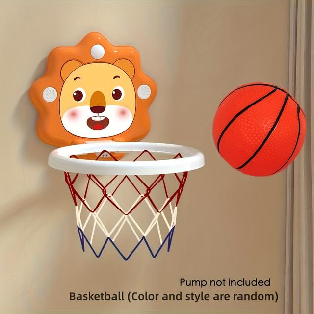 TEMU ' Cartoon Animal Basketball Hoop Set With Mini Balls - Wall Mounted, Indoor/outdoor Playset For , Christmas Halloween Gift(no Pump Included)
