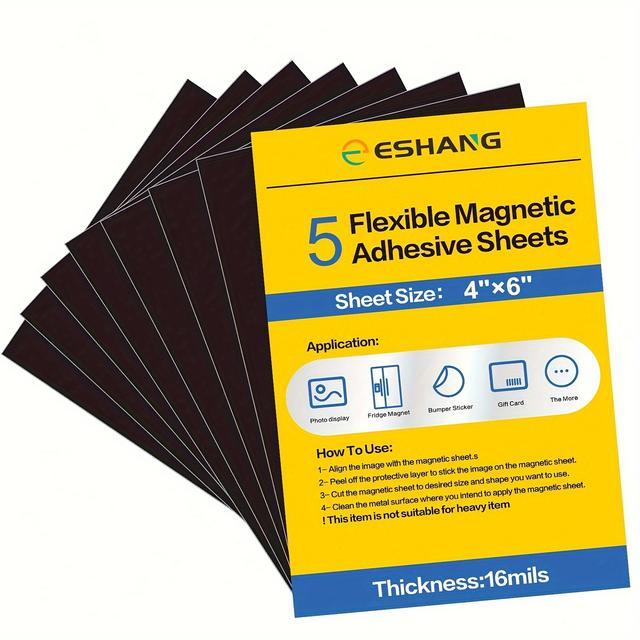 TEMU 5 Sheets Adhesive Magnetic Sheets With Adhesive Backing 4 X 6 Inches Flexible Magnet Sheets With Self Adhesive Sticky Magnetic Paper For Photo And Picture Magnets Craft Magnet Stickers