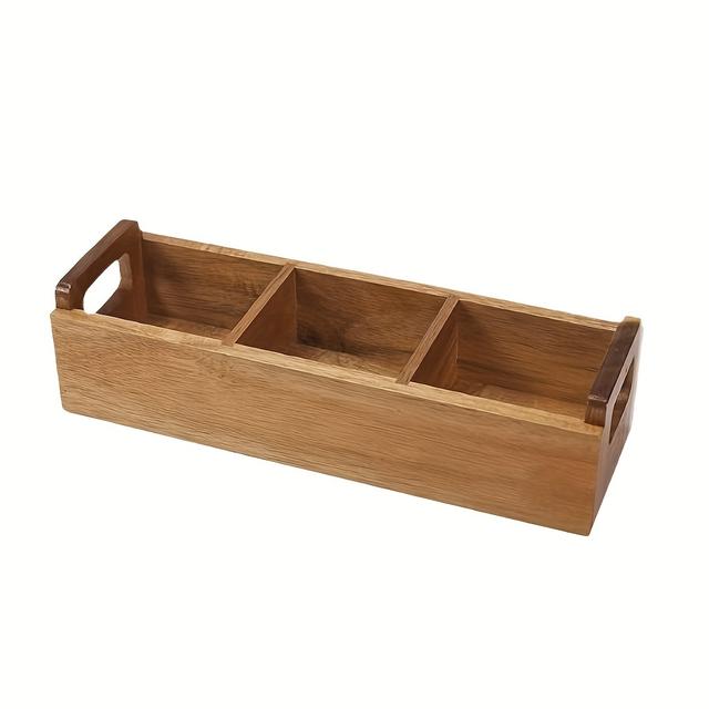 TEMU صندوق تخزين خشبي محمول لتنظيم الأشياء المختلفة، مناسب للاستخدام المنزلي وتخزين أكياس الشاي في المكتب